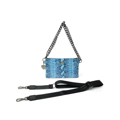 Fame Handbag in Blue Python