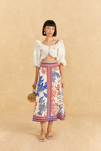 Mixed Lobsters Off-White Midi Skirt