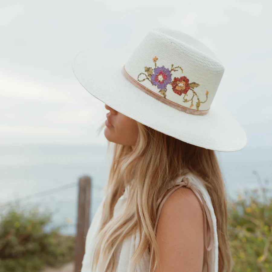 Floral Poppy Cross Stitch Hat