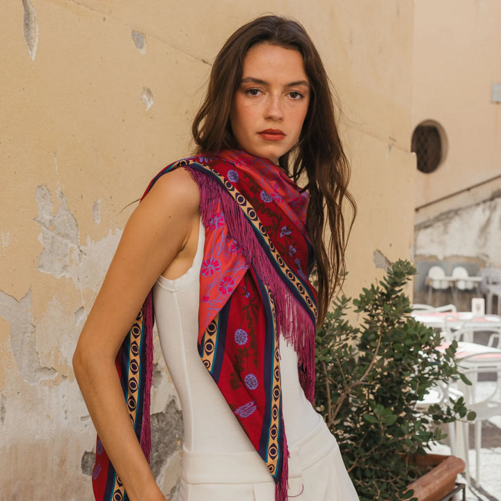 Gaia Silk Fringe Bandana