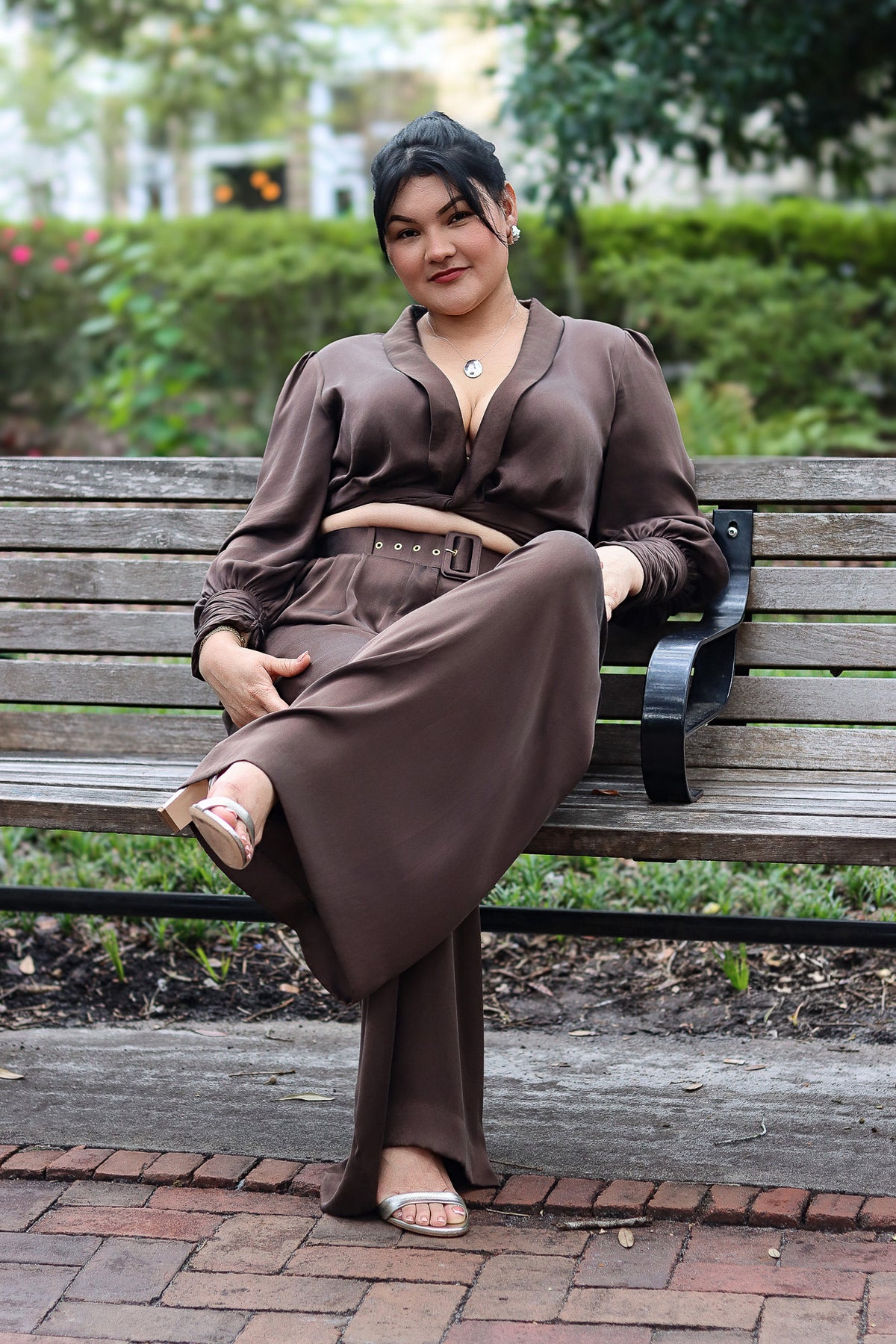 Silk Wrap Top in Bitter Chocolate