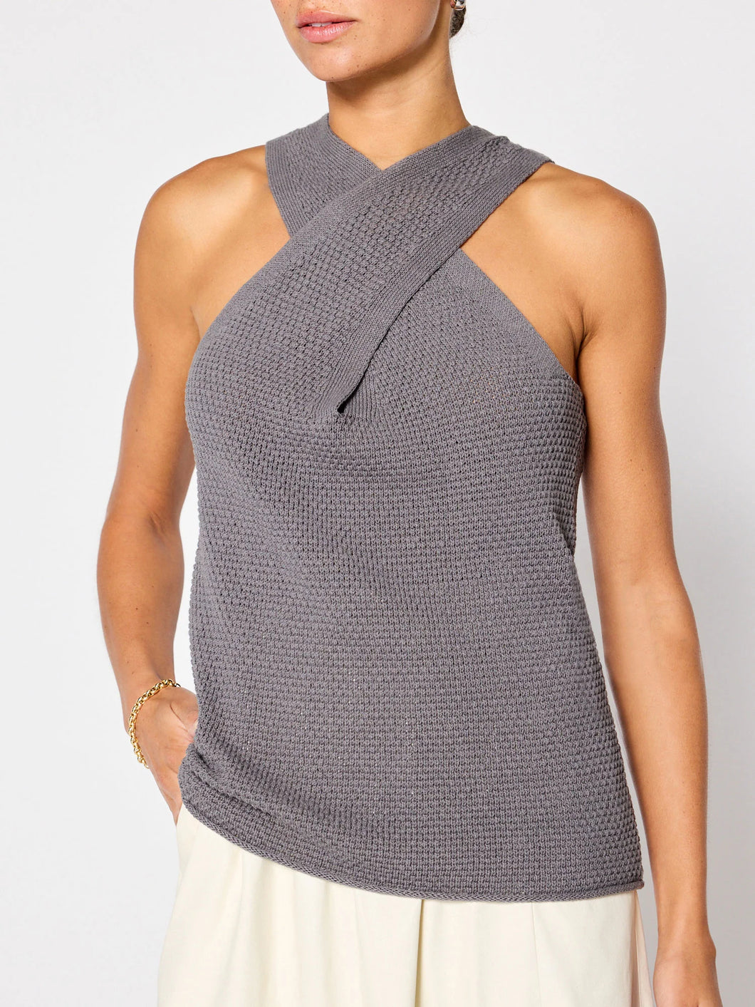 Ina Stitch Wrap Tank in Talo Grey