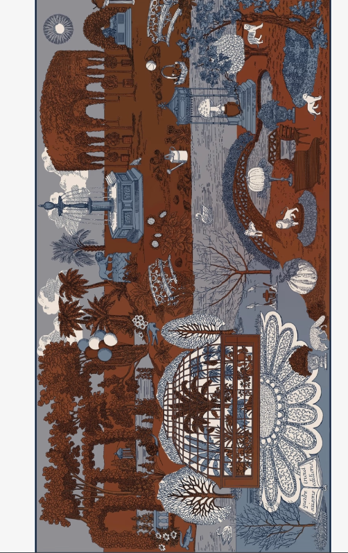 Quatre Saisons Square Scarf 100 in Natural/Brown/Blue
