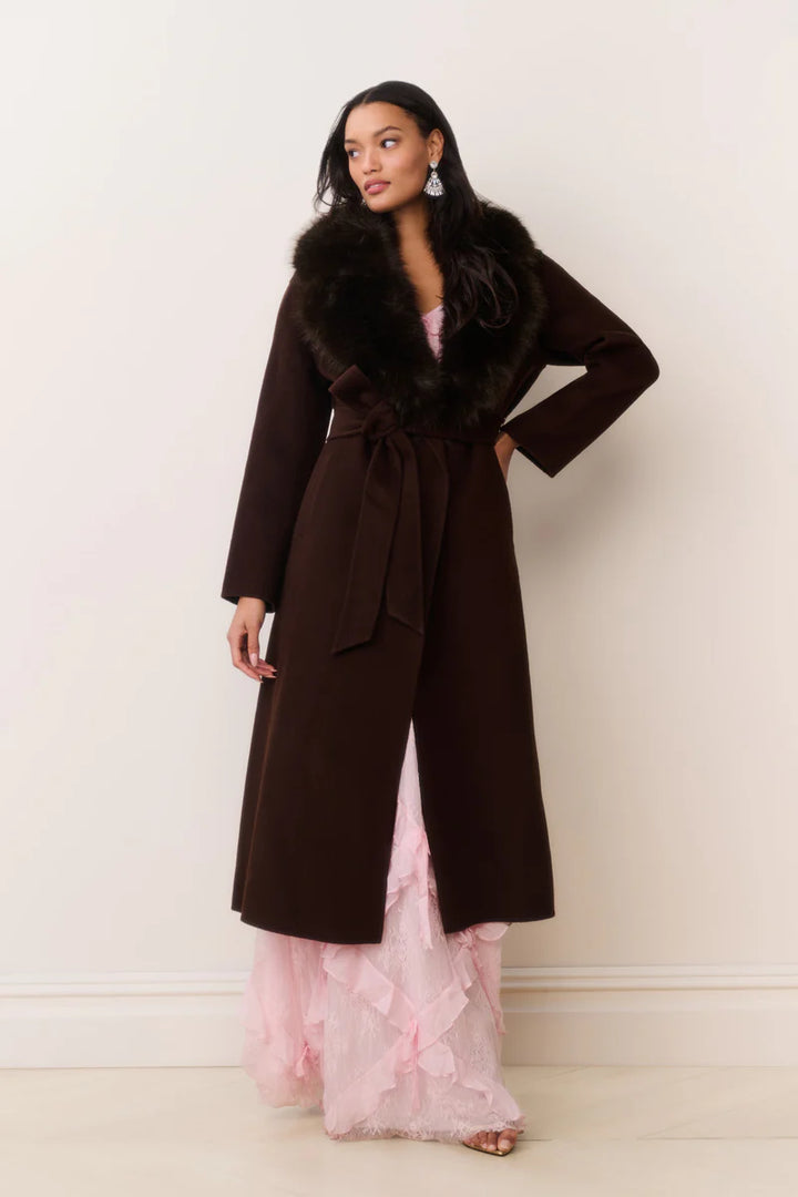 Kenzia Faux Fur Collar Wool Coat
