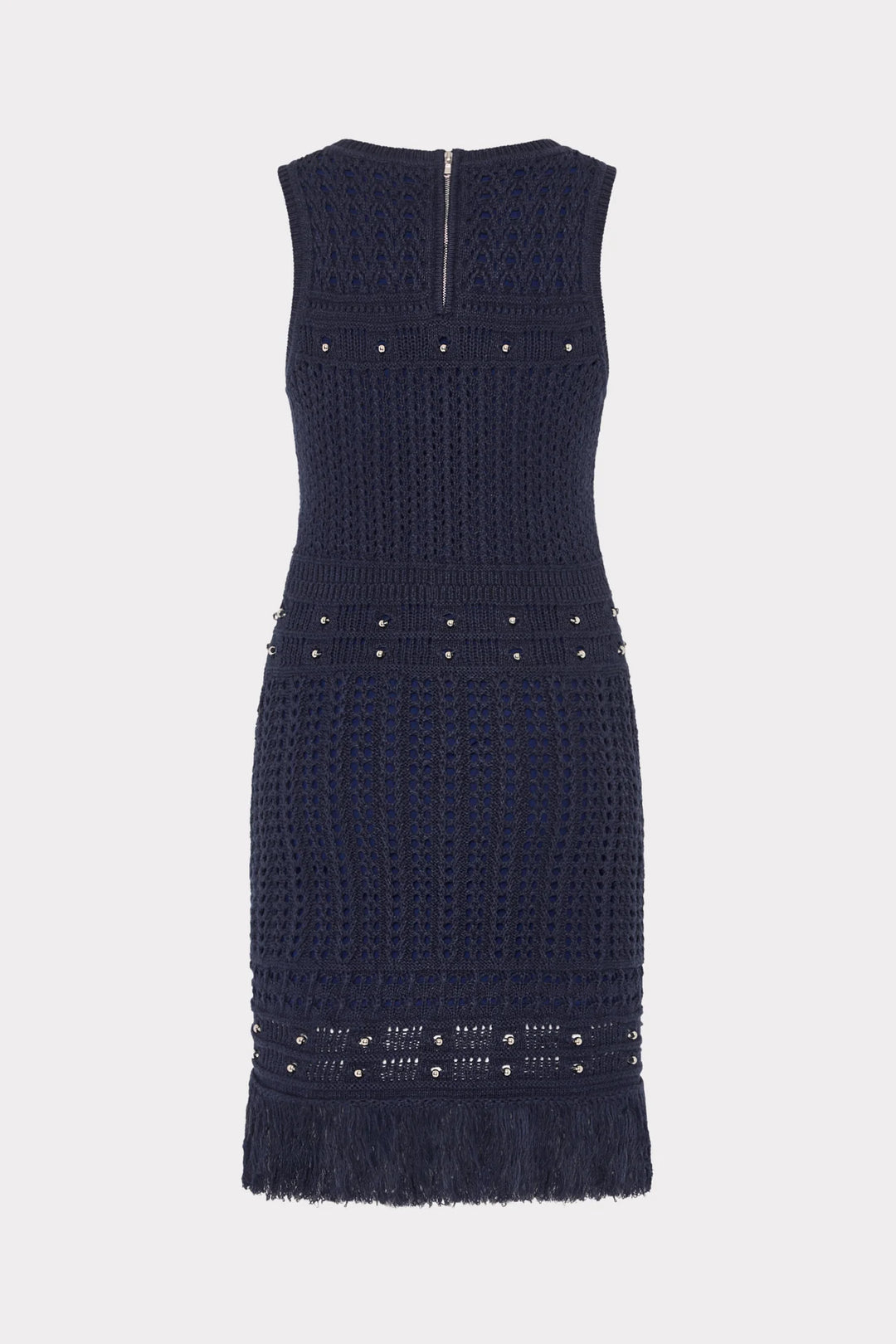 Beaded Fringe Knit Shell Dress