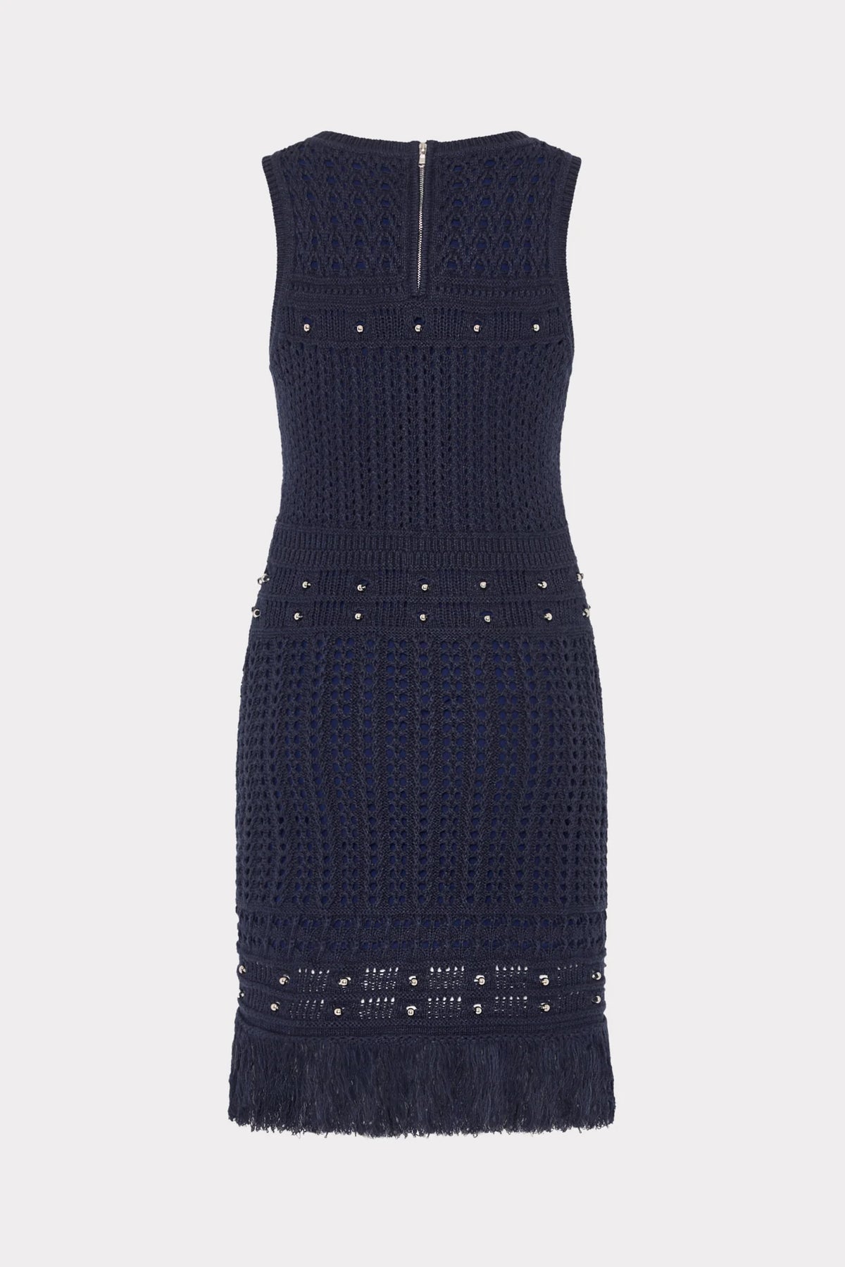 Beaded Fringe Knit Shell Dress