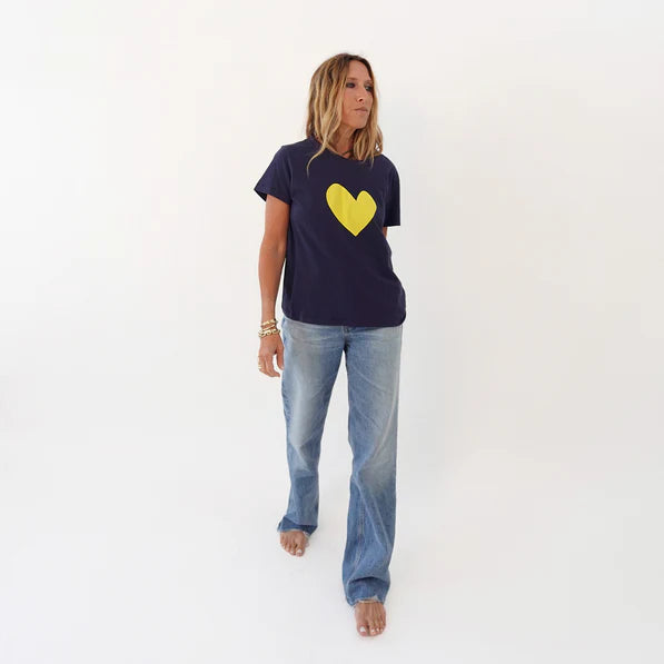 Suke Imperfect Heart Tee in Indigo and Cactus