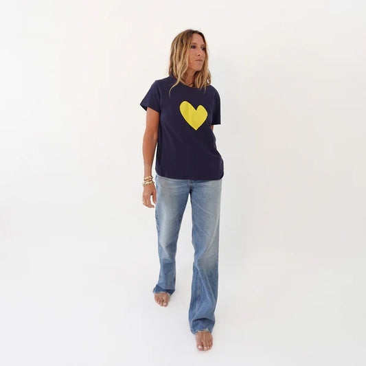Suke Imperfect Heart Tee in Indigo and Cactus
