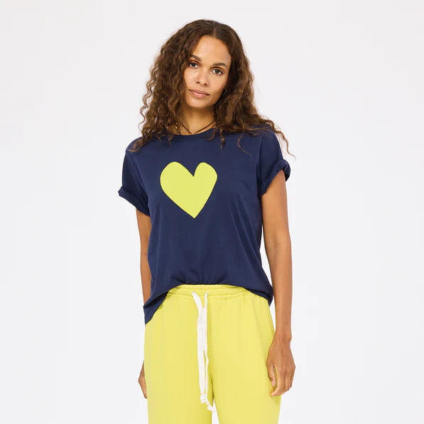 Suke Imperfect Heart Tee in Indigo and Cactus