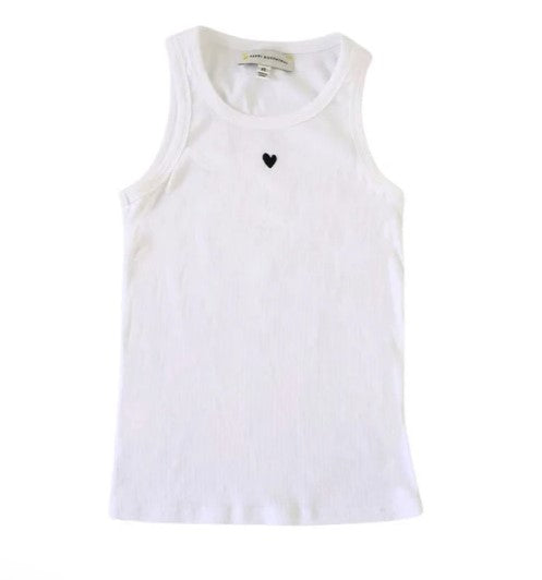 KR Tank White with Indigo Heart