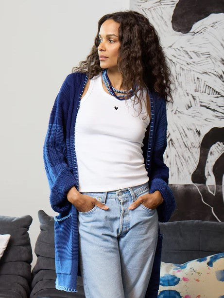 KR Tank White with Indigo Heart
