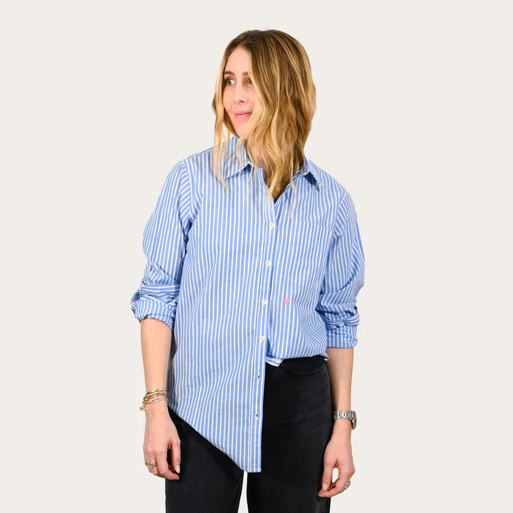 Mia Blue and White Stripe Shirt