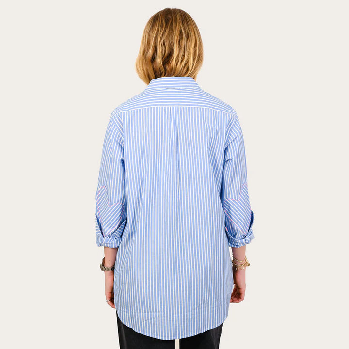 Mia Blue and White Stripe Shirt