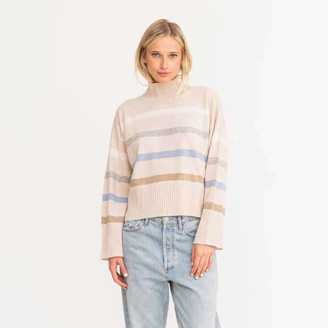 New Marlow Mock Neck Stripe Sweater
