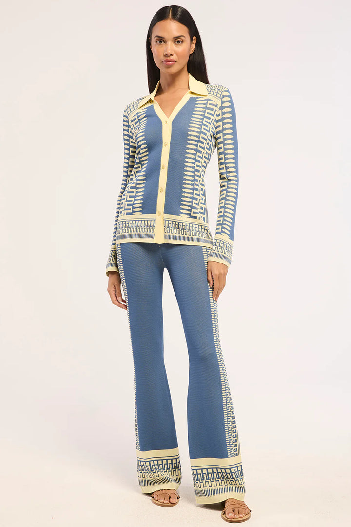 Dulce Top: Aegean Geometry Blue