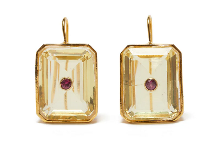 Tile Earrings in Citrine