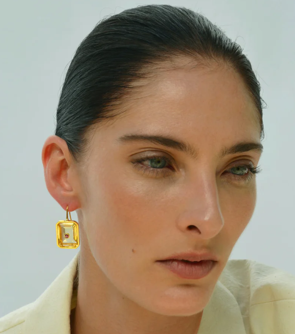 Tile Earrings in Citrine