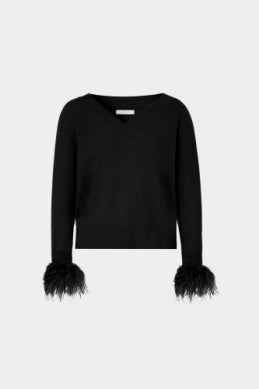 Feather Cuff VNeck Sweater