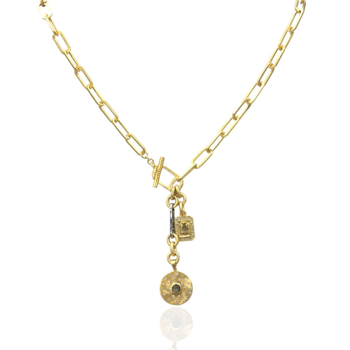 Mini Brushed Gold Rico Bar Necklace