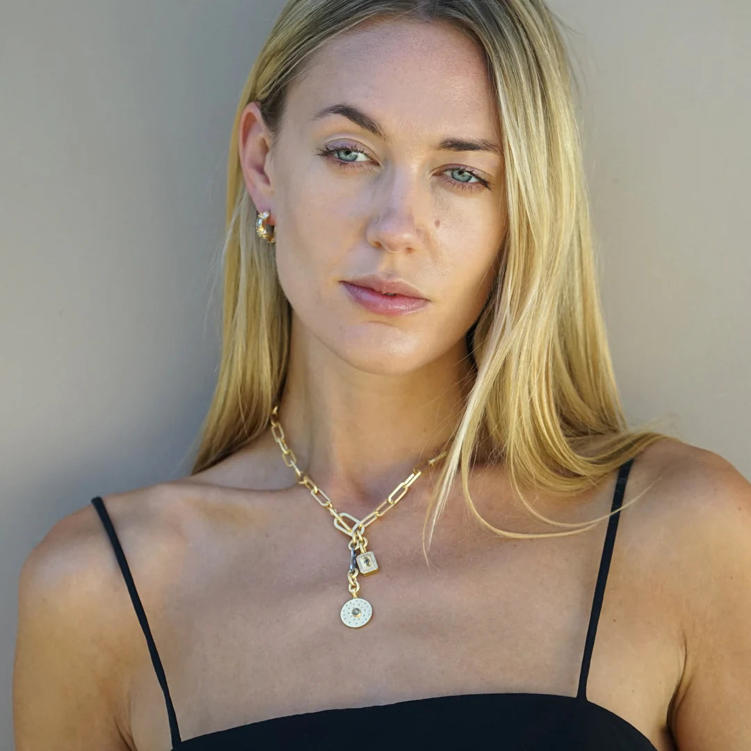 Mini Brushed Gold Rico Bar Necklace