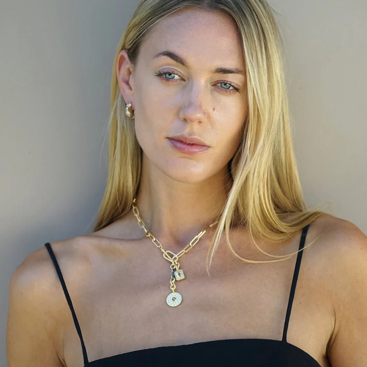 Mini Brushed Gold Rico Bar Necklace