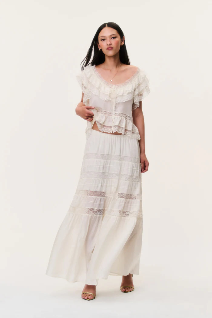 Nivine Silk Lace Maxi Skirt