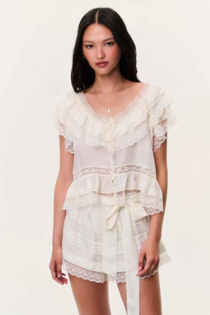 Persine Silk Ruffle Top