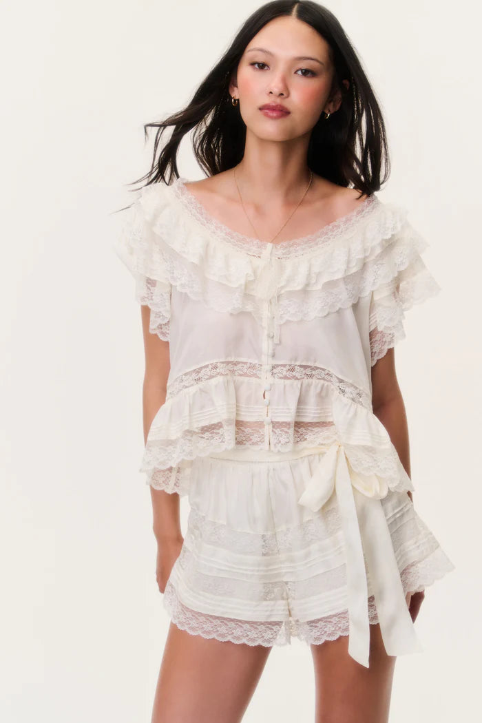 Persine Silk Ruffle Top
