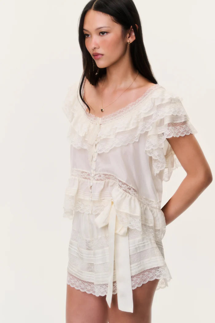 Persine Silk Ruffle Top