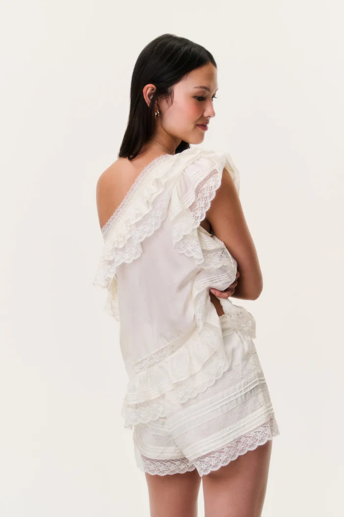 Persine Silk Ruffle Top