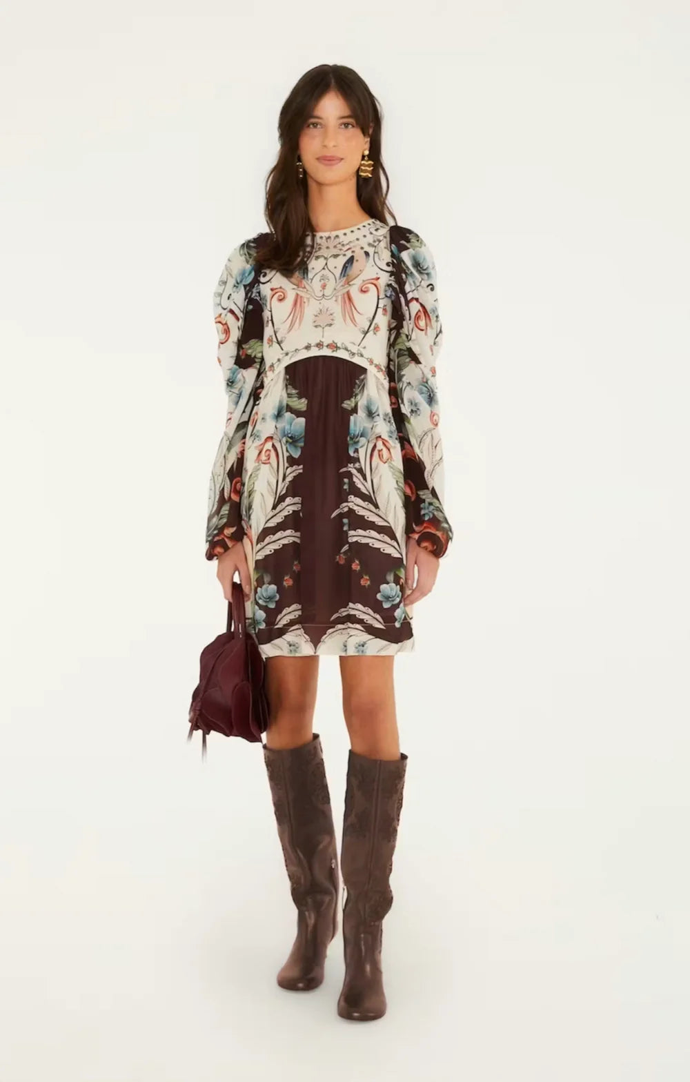 Millenia Off-White Long Sleeve Mini Dress