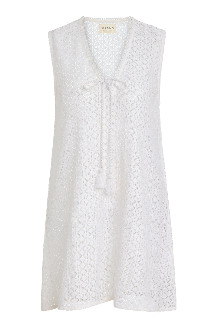 Sorrento Short Dress - Aria Crochet in White