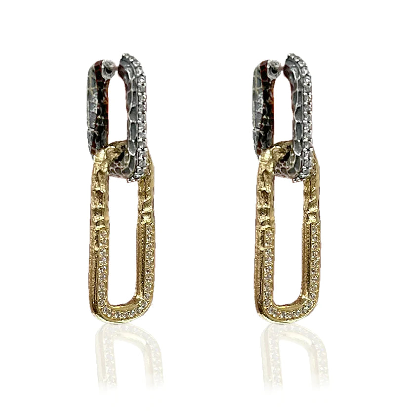 TAT2 Designs - Vintage Silver Two Tone Paper Clip Drop Earrings