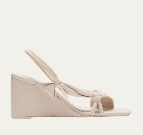 Laura Wedge Sandal in Bone Silk Nappa