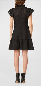 Delaney Puckered Ruffle-Trim Flounce Mini Dress