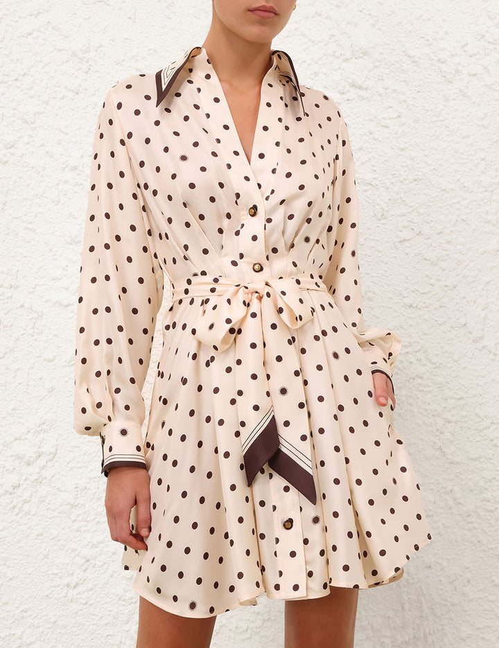 Dot Tuck Mini Dress