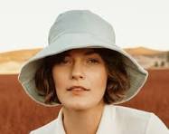 Cassia Short Brim Bucket, Velour in Ice Blue