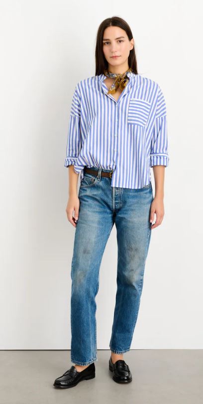 Jo Striped Shirt in Blue/White