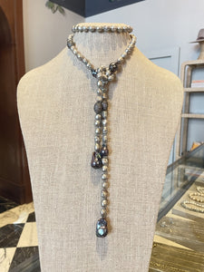 Gray Pearl and Baroque Pearl Large Lariat