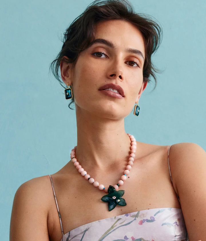 Tile Earrings in Denim