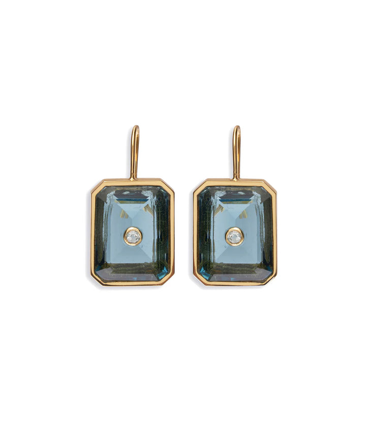 Tile Earrings in Denim