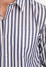 Load image into Gallery viewer, Mill Shirt in Wide Stripe Portugese Poplin Navy/White