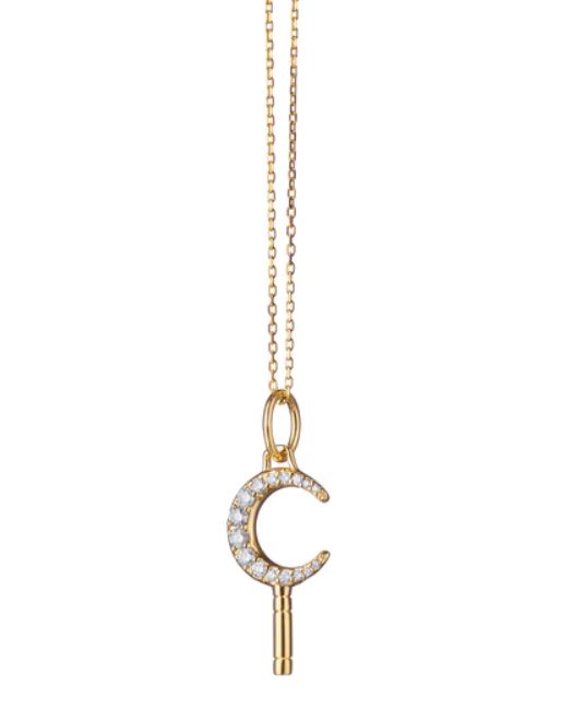Mini "Dream" Moon Key Necklace with Diamonds
