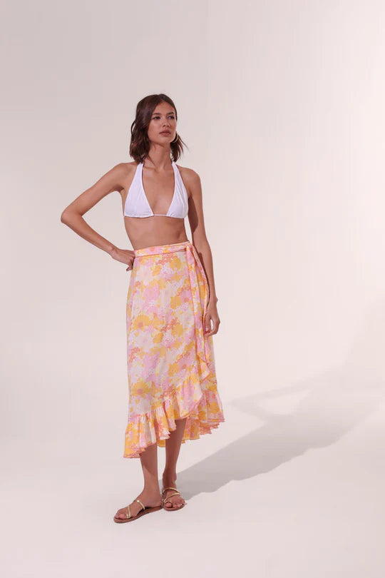 Aude Long Skirt in Yellow Flower Mix