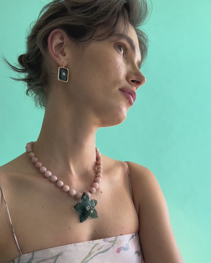 Tile Earrings in Denim