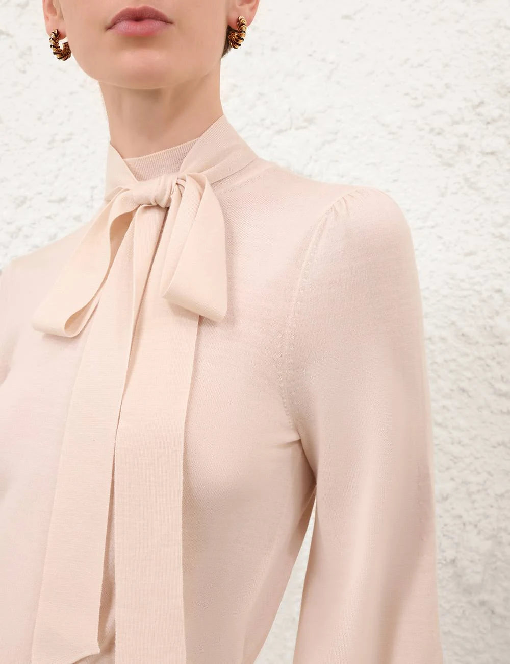 Pussybow Sweater in Chalk