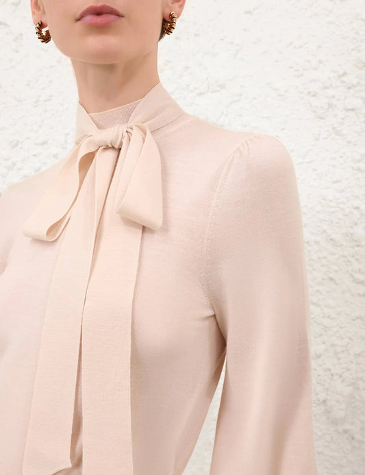 Pussybow Sweater in Chalk