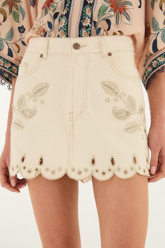 Off-White Canva Scallop Richelieu Skirt