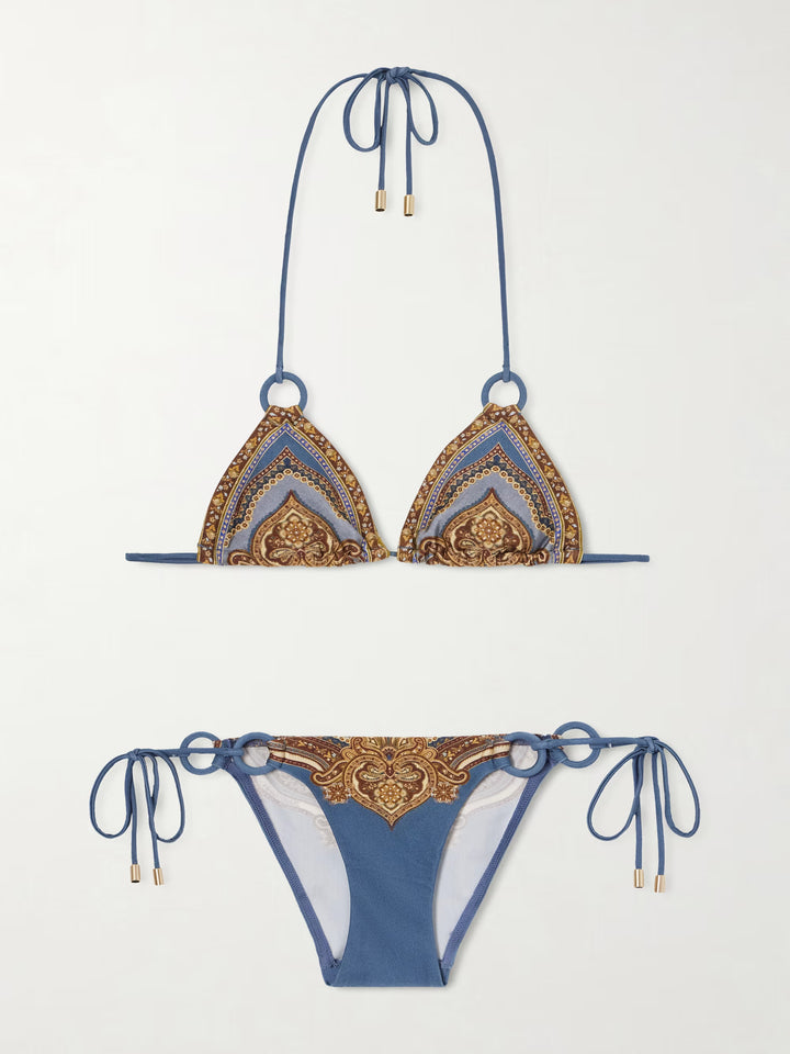Mahon Ring Tri Bikini in Blue Paisley