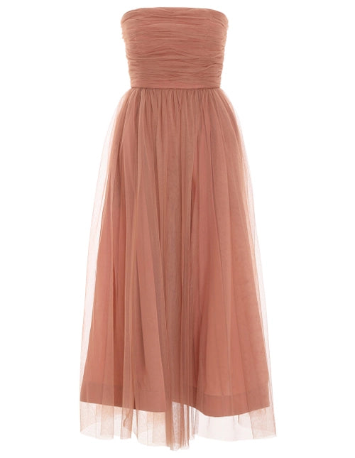 Tulle Strapless Midi Dress